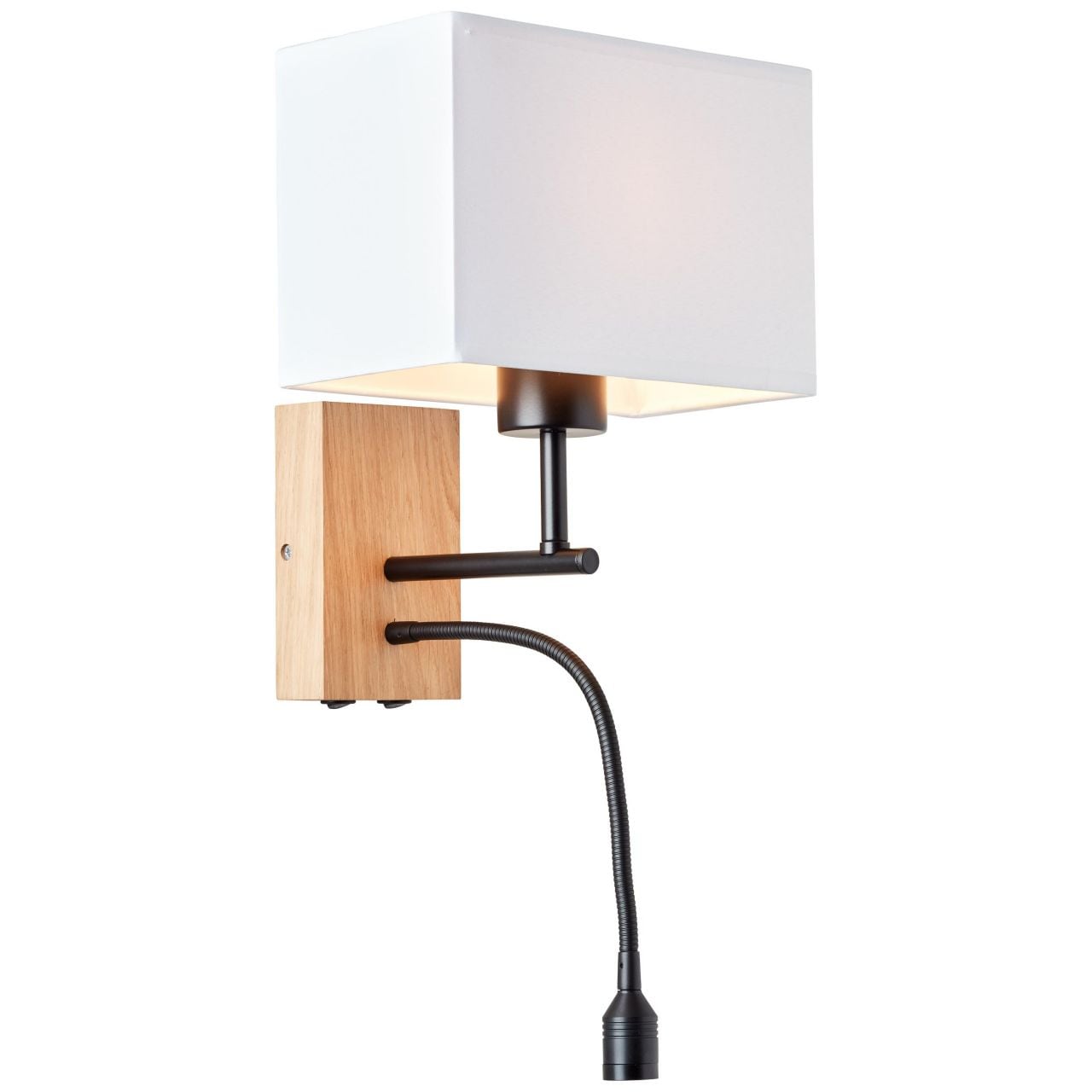 BRILLIANT Lampe, Rayan LED Wandleuchte mit Lesearm eiche geölt/weiß, 1x A60, E27, 25W geeignet für Normallampen, Holz au