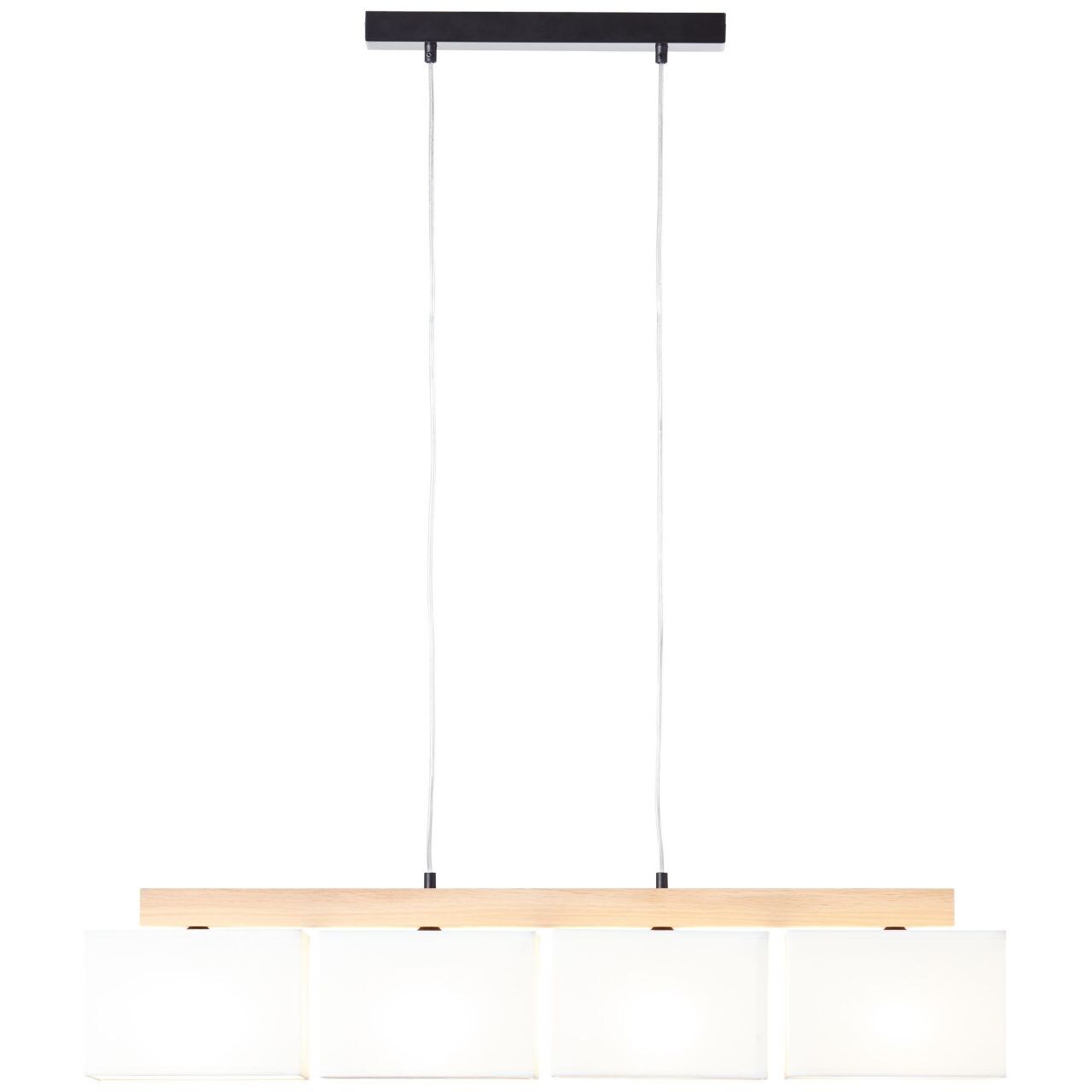 BRILLIANT Lampe, Rayan Pendelleuchte 4flg eiche geölt/weiß, 4x A60, E27, 25W, Holz aus nachhaltiger Waldwirtschaft (FSC) | 04004353393662