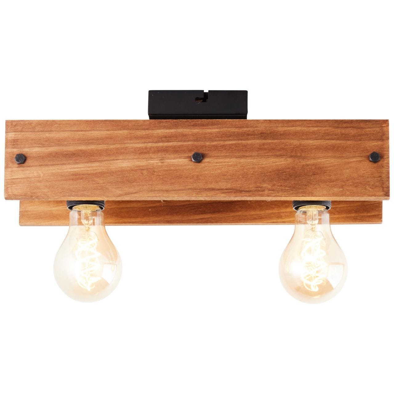 BRILLIANT Lampe, Calandra Deckenleuchte 2flg schwarz/holzfarbend, 2x A60, E27, 42W, Holz aus nachhaltiger Waldwirtschaft (FSC) - Bild 1