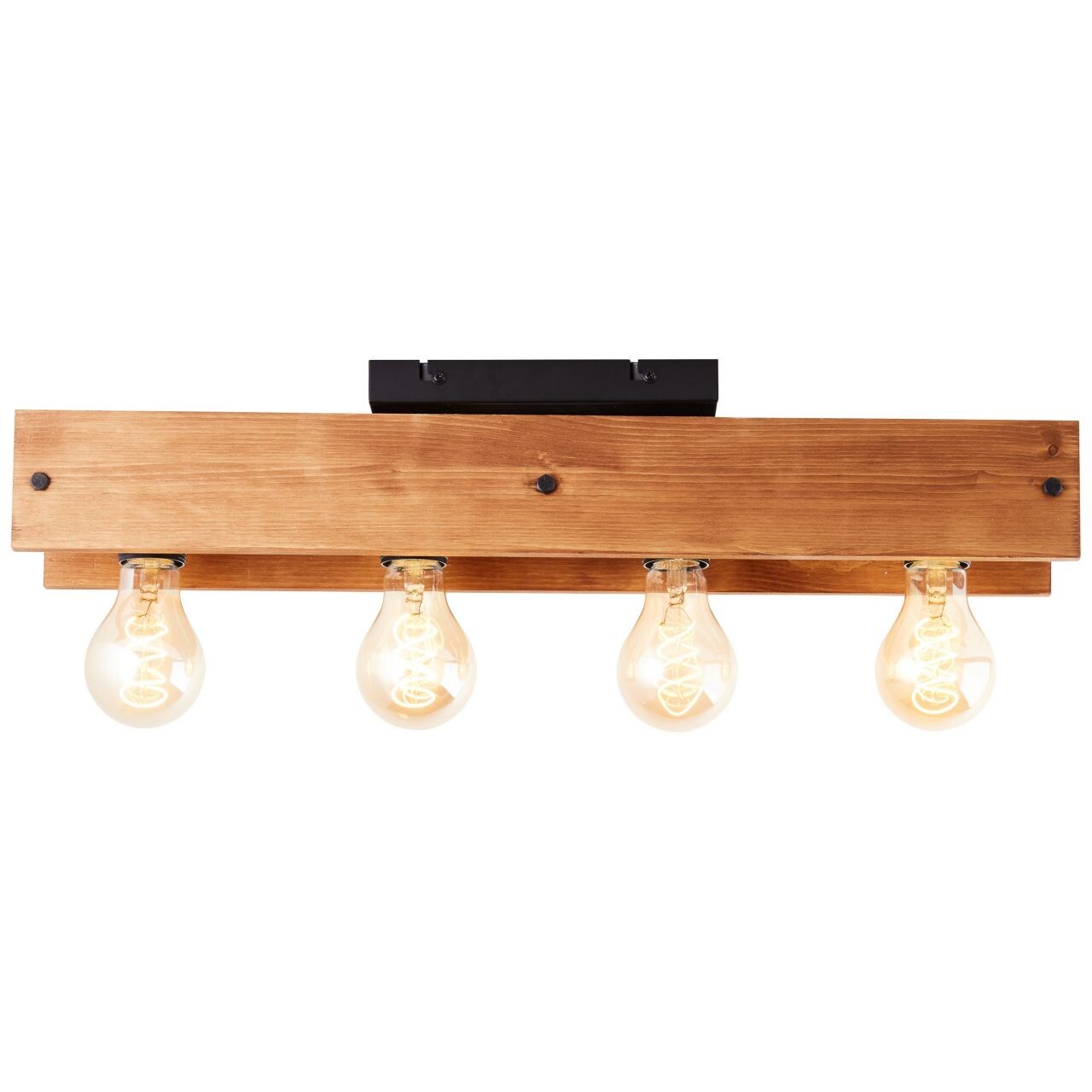 BRILLIANT Lampe, Calandra Deckenleuchte 4flg schwarz/holzfarbend, 4x A60, E27, 42W, Holz aus nachhaltiger Waldwirtschaft (FSC) | 04004353394447