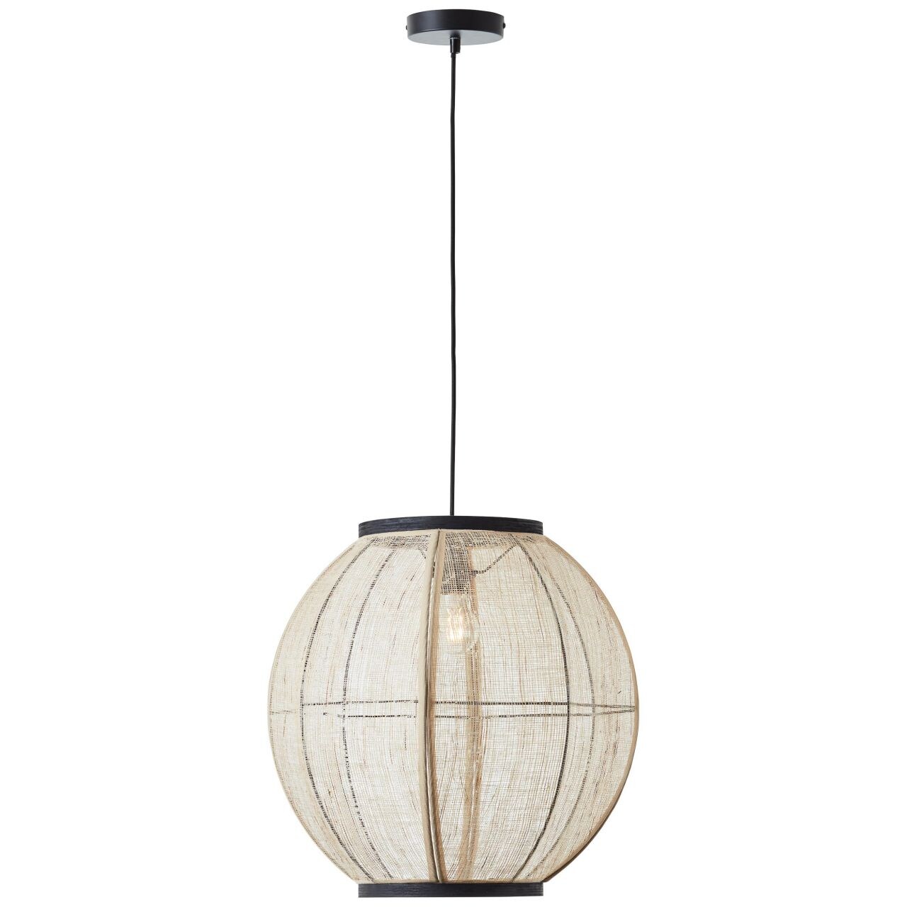 BRILLIANT Lampe, Tanah Pendelleuchte 47cm schwarz/natur, 1x A60, E27, 42W, Kabel kürzbar / in der Höhe einstellbar | 04004353394751