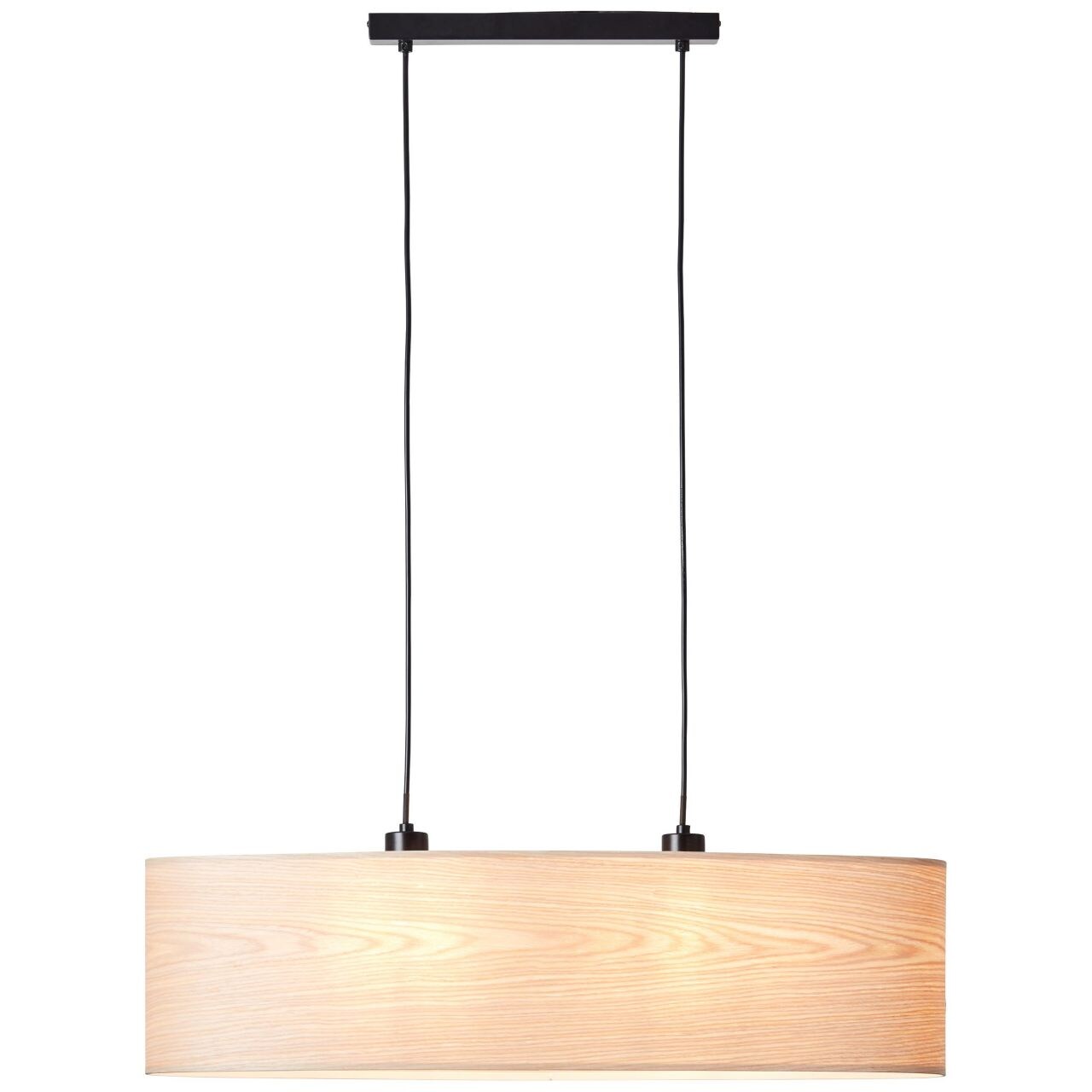 BRILLIANT Lampe, Romm Pendelleuchte 2flg oval holz hell/schwarz, 2x A60, E27, 52W, Kabel k&uuml;rzbar / in der H&ouml;he einstellbar - Bild 1