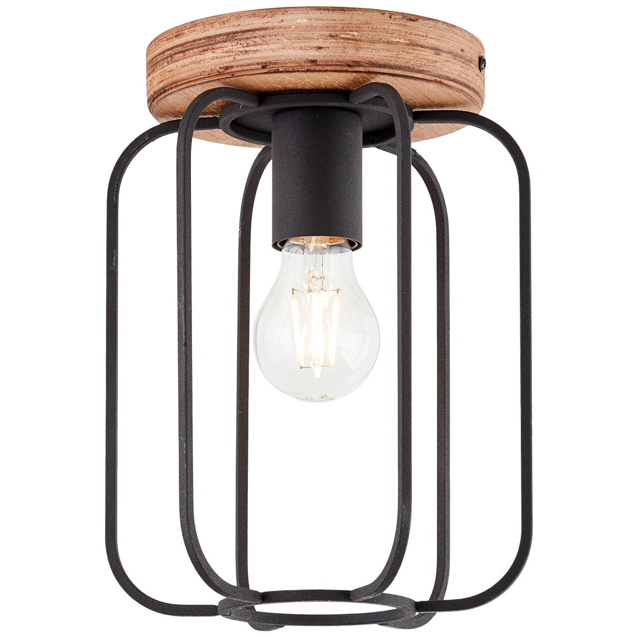 BRILLIANT Lampe, Tosh Deckenleuchte 20cm antik holz/schwarz korund, 1x A60, E27, 40W, Holz aus nachhaltiger Waldwirtscha