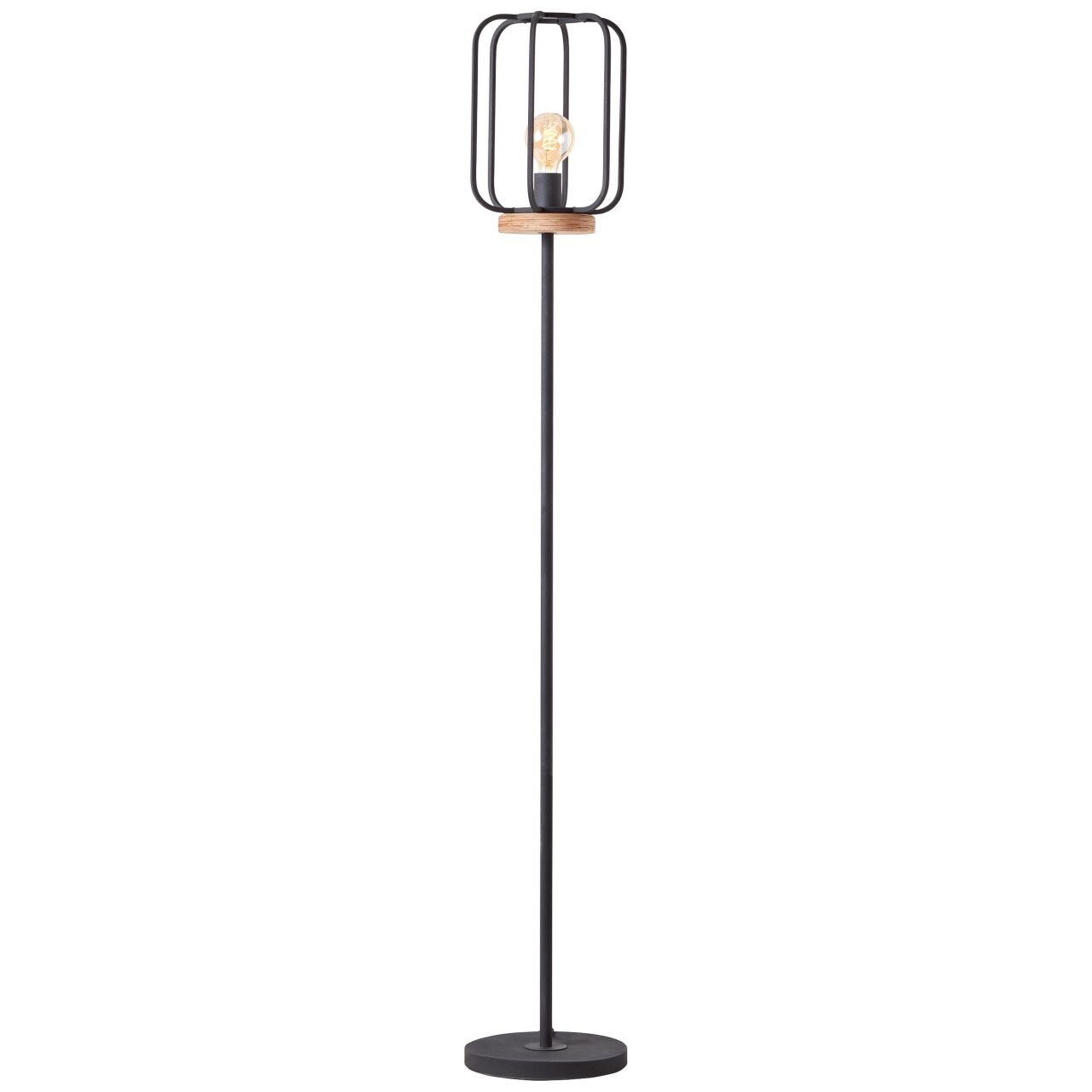 BRILLIANT Lampe, Tosh Standleuchte 1flg antik holz/schwarz korund, 1x A60, E27, 40W, Holz aus nachhaltiger Waldwirtschaf