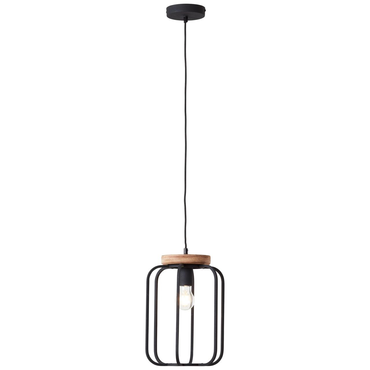 BRILLIANT Lampe, Tosh Pendelleuchte 25cm antik holz/schwarz korund, 1x A60, E27, 40W, Holz aus nachhaltiger Waldwirtschaft (FSC) | 04004353395338