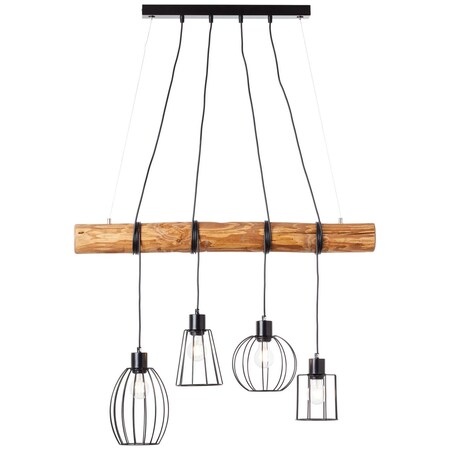 BRILLIANT Lampe, Baker für aus 4flg Waldwirtschaft 4x Pendelleuchte Netto nachhaltiger 129,99€ von A60, 40W, schwarz/holzfarbend, (FSC) Holz E27