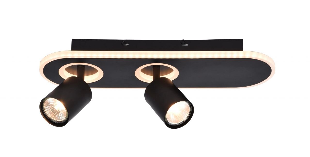 BRILLIANT Lampe, Kimon LED Spotbalken 2flg schwarz, 2x PAR51, GU10, 5W geeignet für Reflektorlampen, Köpfe schwenkbar