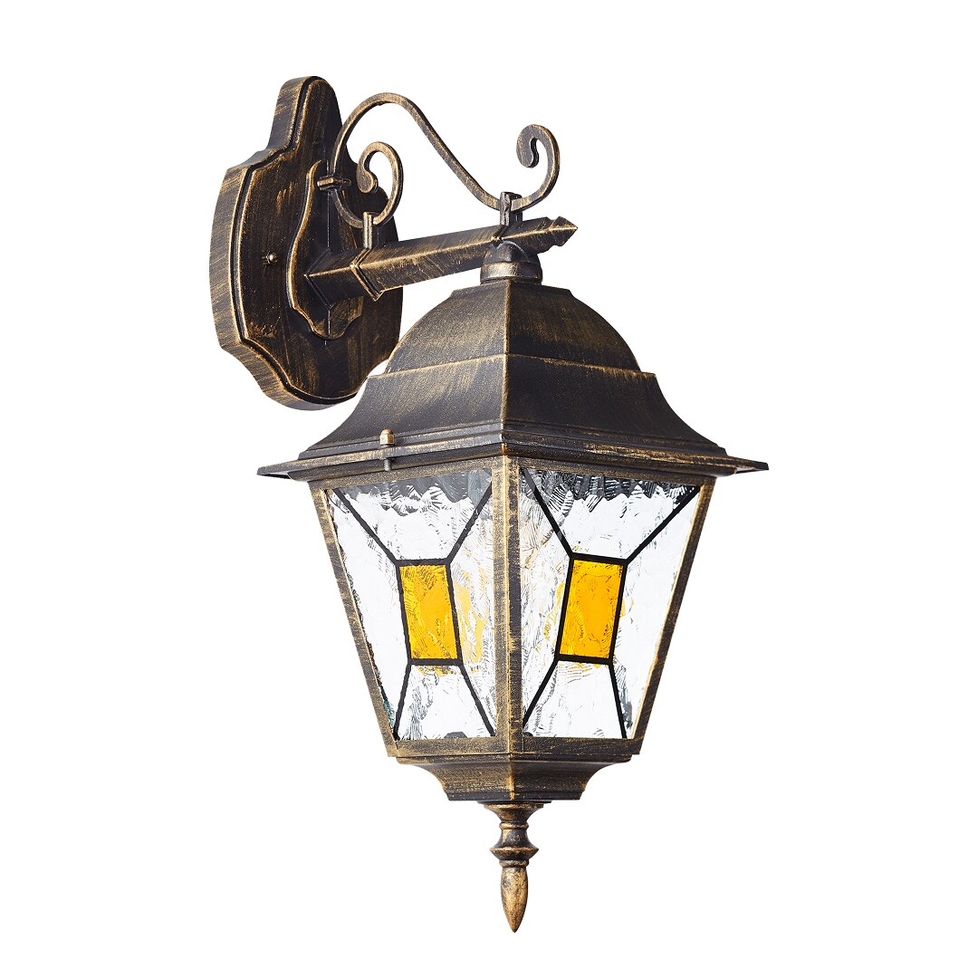 Janel Außenwandleuchten -  Außenlampe Hängend Schwarz Gold, IP44, E27 Fassung (Leuchtmittel nicht inkl.), Dimmbar, Wetterfest für Garten, Terrasse & Eingang