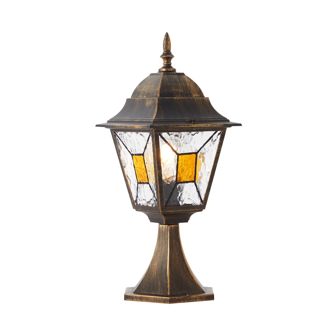 Brilliant Janel Sockelleuchte Außen 44cm – Außenlampe Schwarz Gold IP44 für Garten & Terrasse – E27 Fassung – Extern Dimmbar – Aus Metall & Glas | 04004353349348