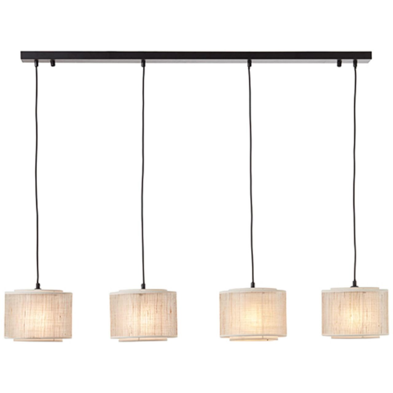 BRILLIANT Odar Pendelleuchte 4flg schwarz/beige   4x A60, E27, 42W, geeignet für Normallampen (nicht enthalten) | 04004353394713