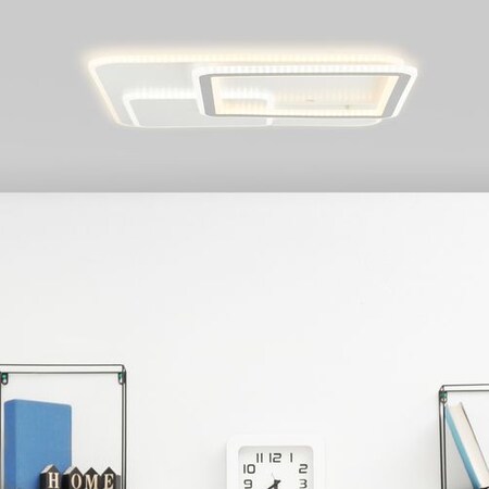 BRILLIANT Savare LED Deckenleuchte 50x50cm weiß/grau kaufen integriert, (Lichtstrom: online LED Netto 1x Lichtfarbe: 6100lm, 48W bei | LED 3800-4500K) integriert