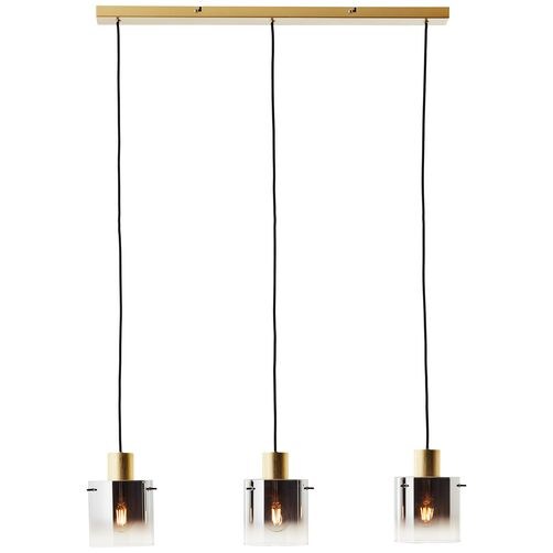 BRILLIANT Osaki Pendelleuchte 3flg gold/rauchglas   3x A60, E27, 52W, geeignet für Normallampen (nicht enthalten) | 04004353402142