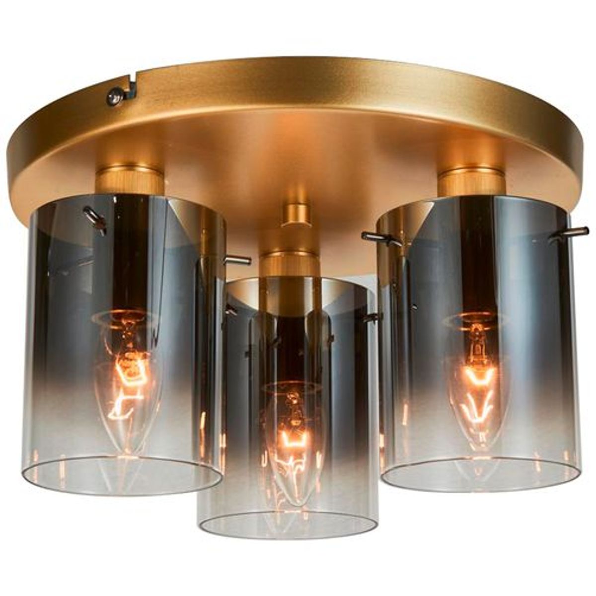 BRILLIANT Osaki Deckenleuchte 3flg gold/rauchglas | 3x D45, E14, 42W, geeignet f&uuml;r Tropfenlampen (nicht enthalten) - Bild 1