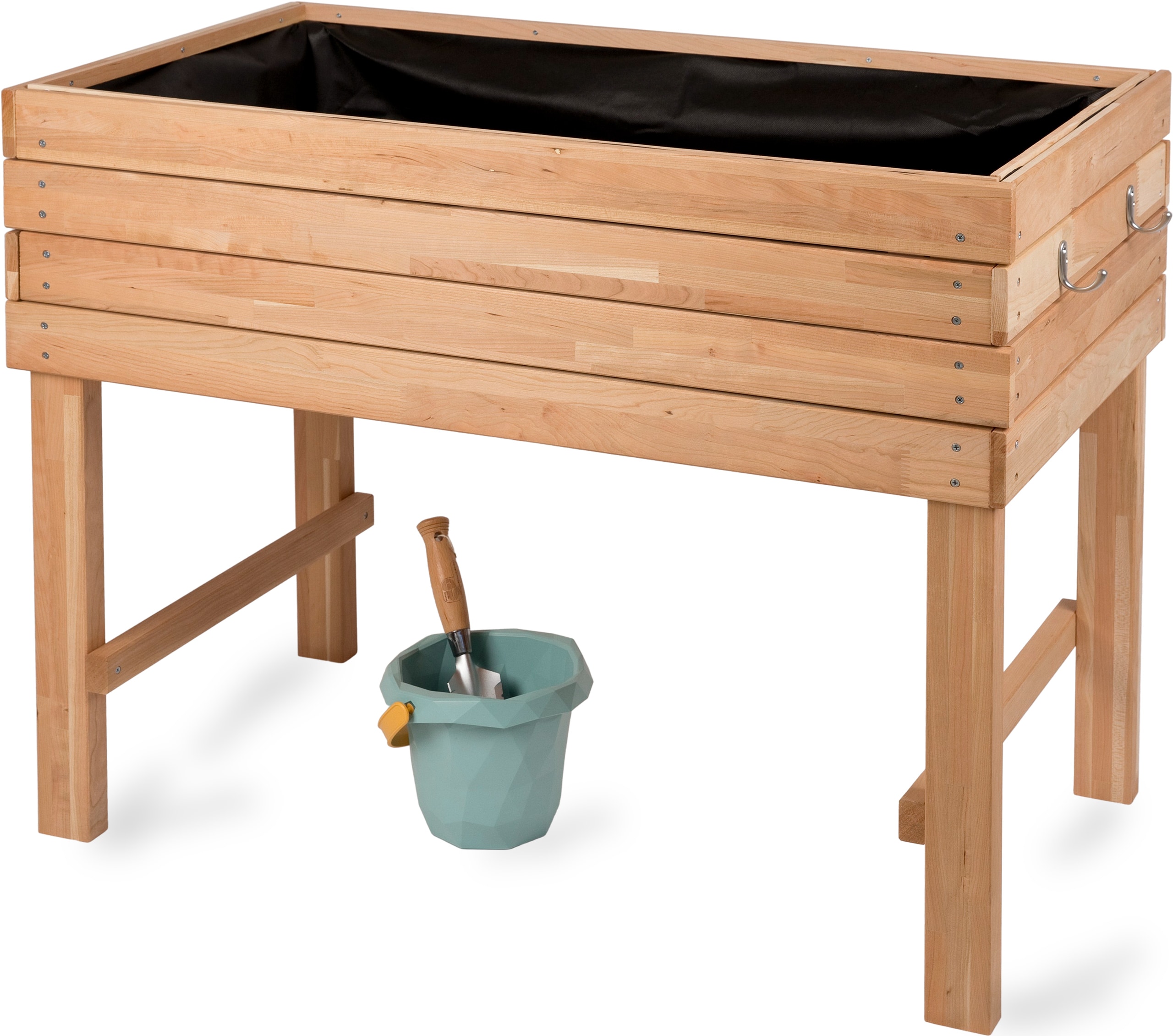 WONDERMAKE&reg; Premium Hochbeet aus Kirschbaum Holz gro&szlig; f&uuml;r Garten Balkon Terrasse, Pflanzkasten Bausatz XL hochwertig rechteckig mit Vlies-Folie, Kr&auml;uterbeet Pflanzenkasten deko, braun - Bild 1