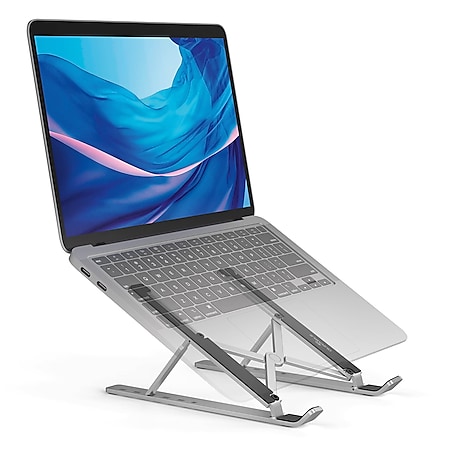 Durable Tischständer für Laptop/Tablet bis 15", faltbar und höhenverstellbar, inkl. Transportbeutel, Silber, 505123 - Bild 1
