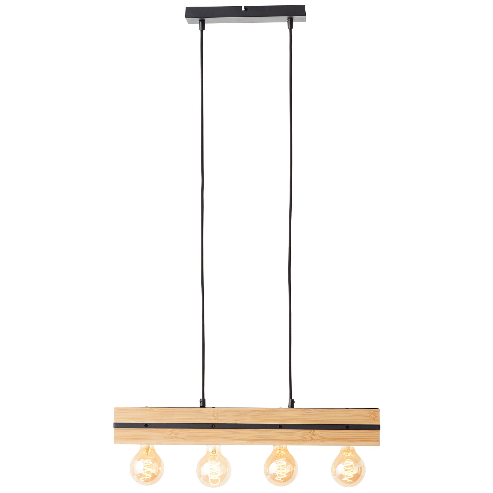Brilliant Benny Pendelleuchte 60cm schwarz matt/natur , Metall/Bambus , 4x A60 , E27 , 40 W