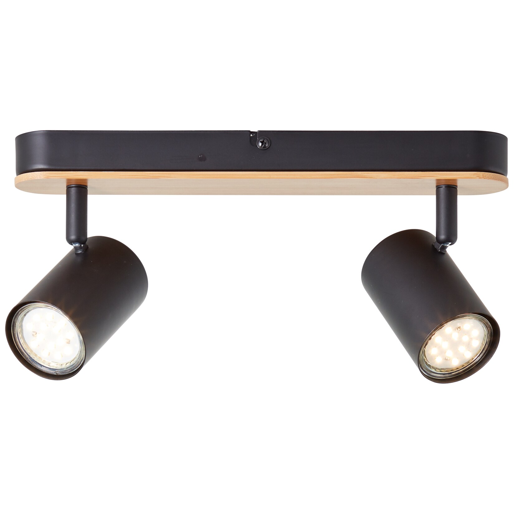 Brilliant Niels Spotbalken 2flg schwarz matt/natur, Metall/Bambus, 2x LED, GU10, 10 W