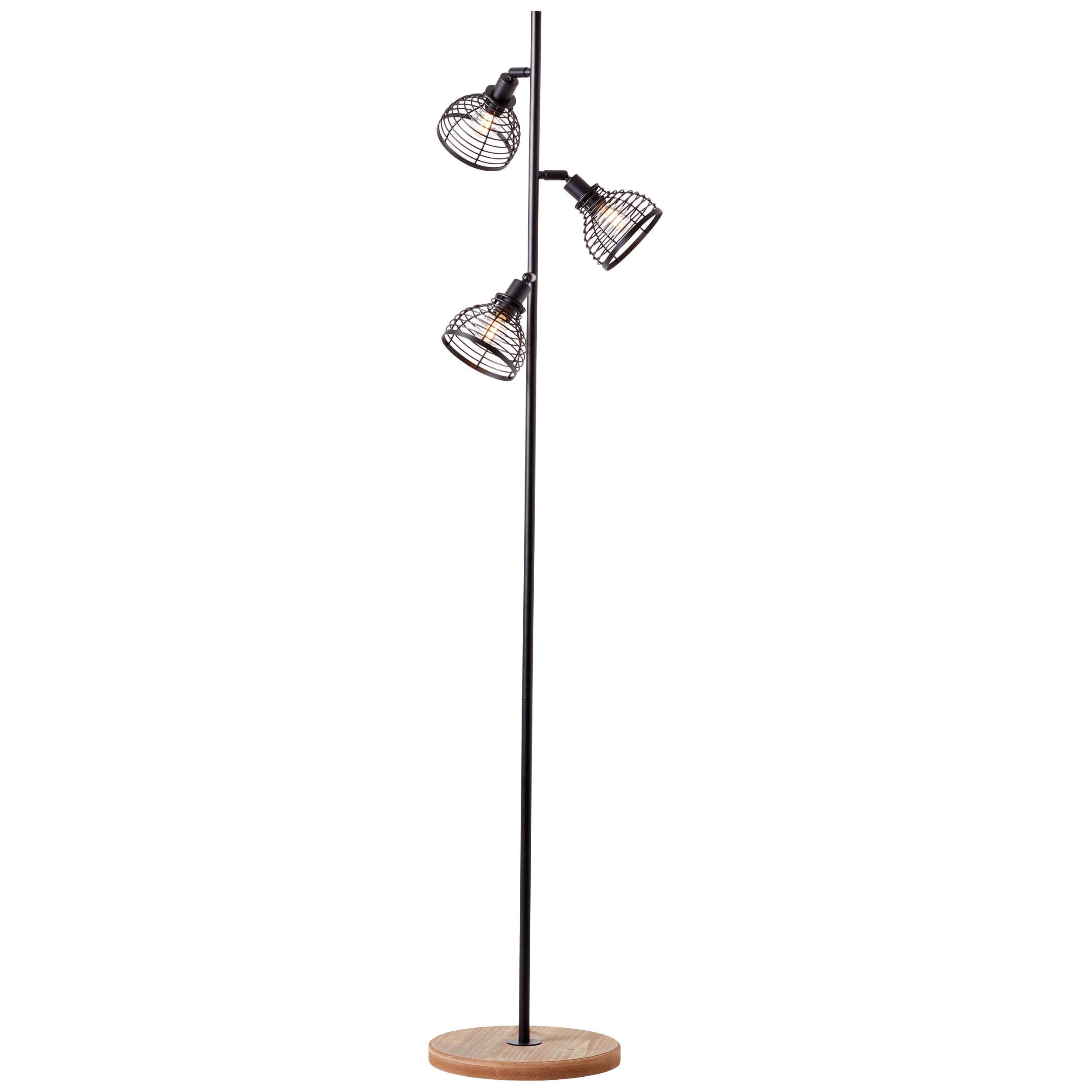 Brilliant Avia Standleuchte 3flg schwarz/holz , Metall/Holz , 3x D45 , , 42 W - Bild 1
