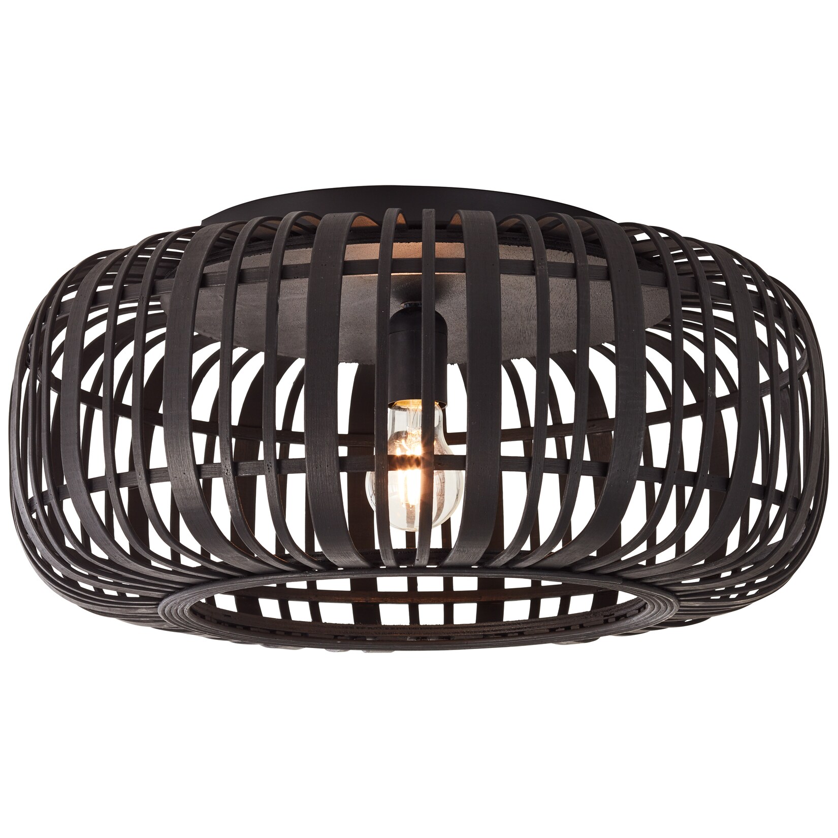 Brilliant Woodrow Deckenleuchte 51cm holz dunkel/schwarz , Metall/Bambus , 1x A60 , E27 , 60 W