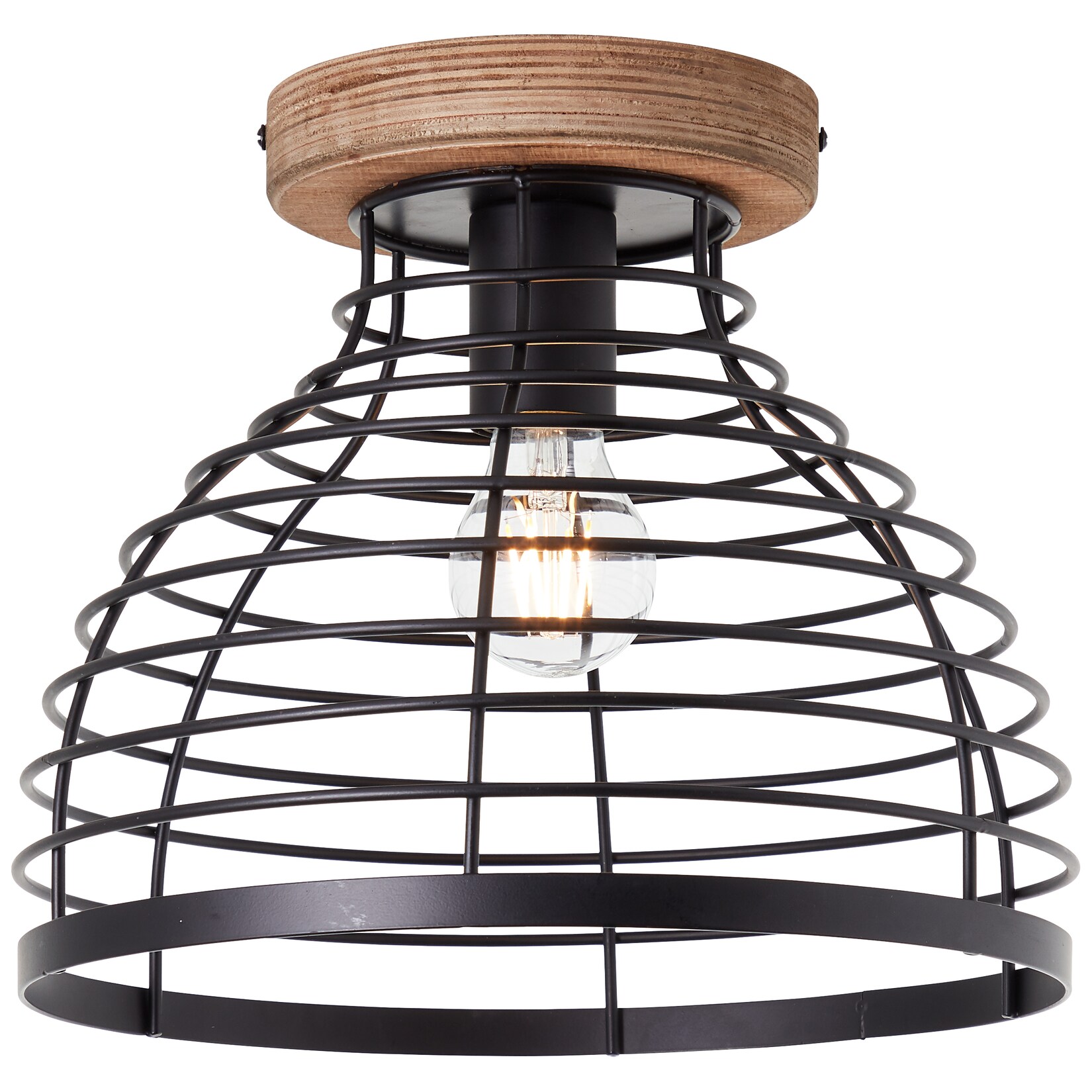 Brilliant Avia Deckenleuchte 30cm schwarz/holz, Metall/Holz, 1x A60, , 52 W | 04004353396984