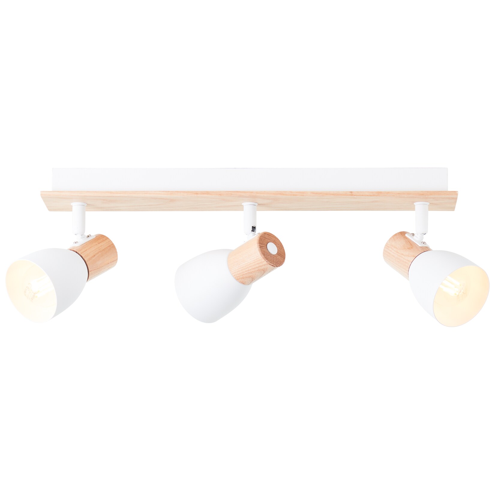Brilliant Daintree Spotbalken 3flg weiß/natur, Metall/Holz, 3x D45, E14, 28 W