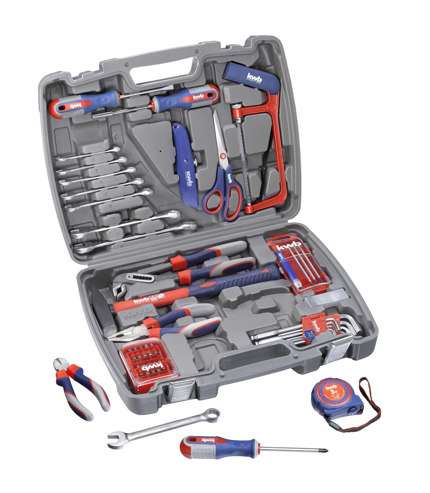 kwb Werkzeug-Koffer inkl. Werkzeug-Set, 65-teilig, gefüllt, robust und hochwertig, ideal für,den Haushalt oder oder die 