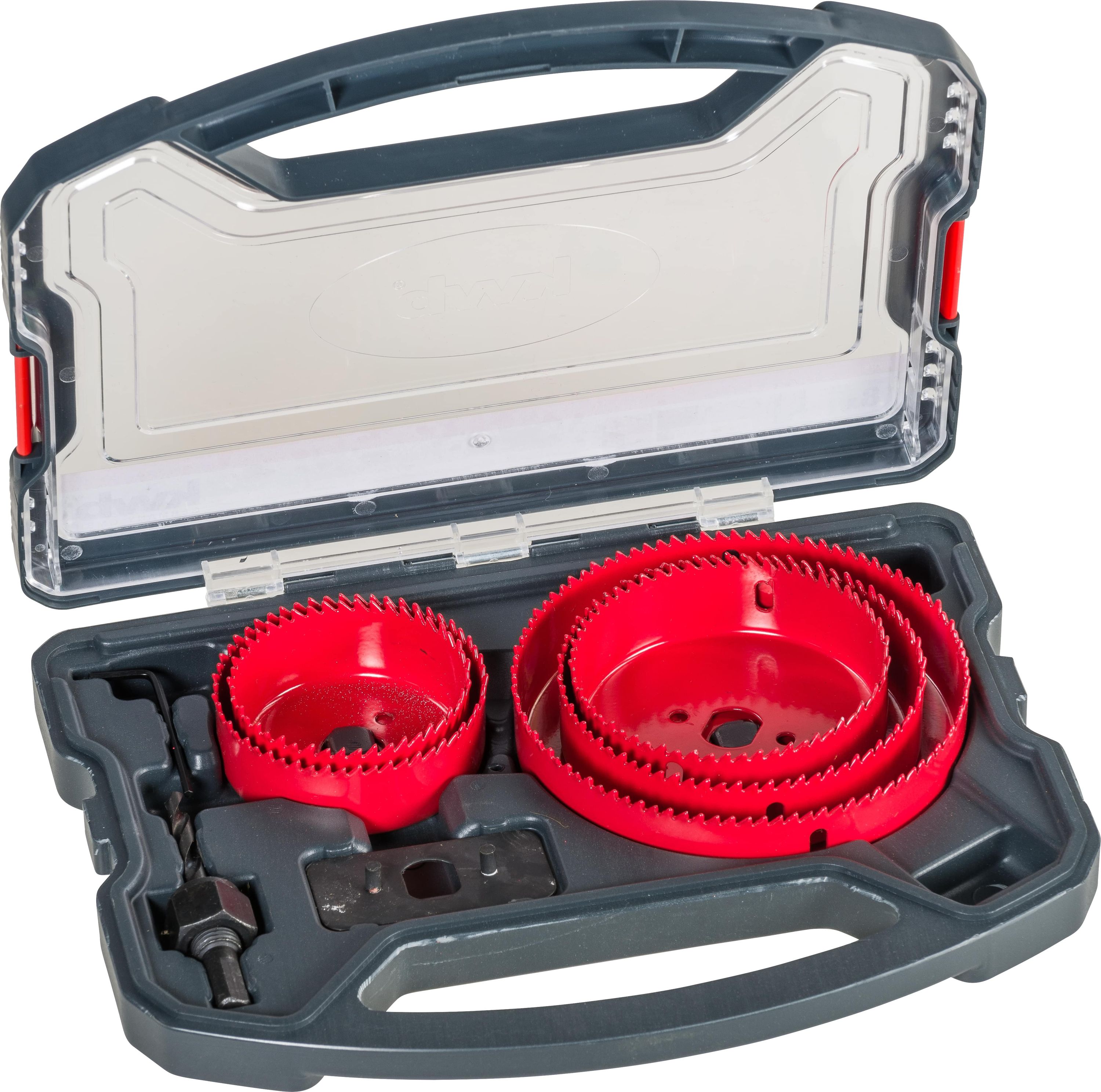 kwb Lochs&auml;ge-Set, 8-teilig, Durchmesser-Gr&ouml;&szlig;e von 67 mm bis 127 mm inkl. HSS Zentrierbohrer im praktisch stabilem Kunststoffkoffer - Bild 1