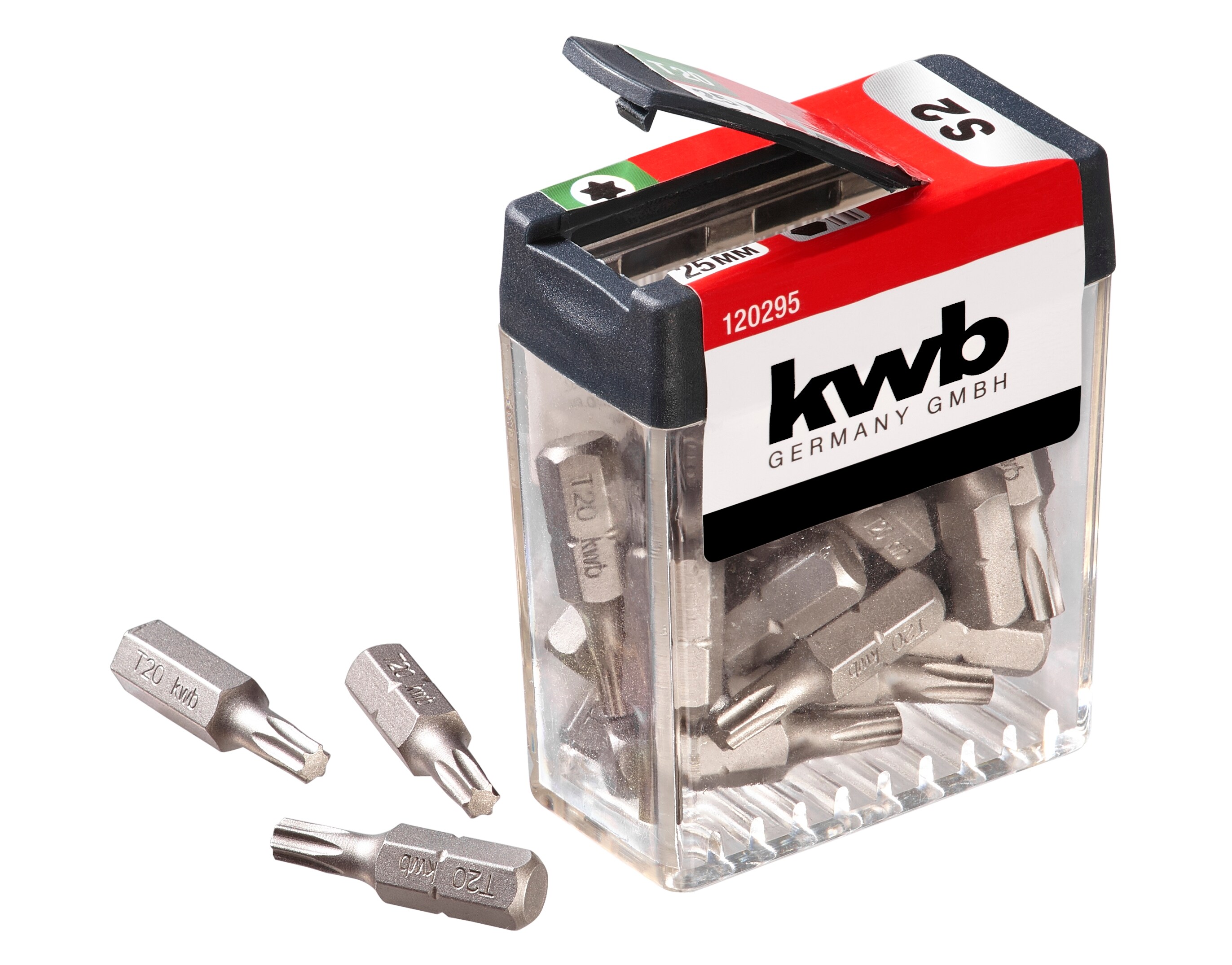 kwb 25 x Bits T20 Spender-Box 120295 (25 mm, C 6.3, ISO 1173 Vorteilspack), 1 V, St&uuml;ck, 15 x 8.5 x 3 cm - Bild 1