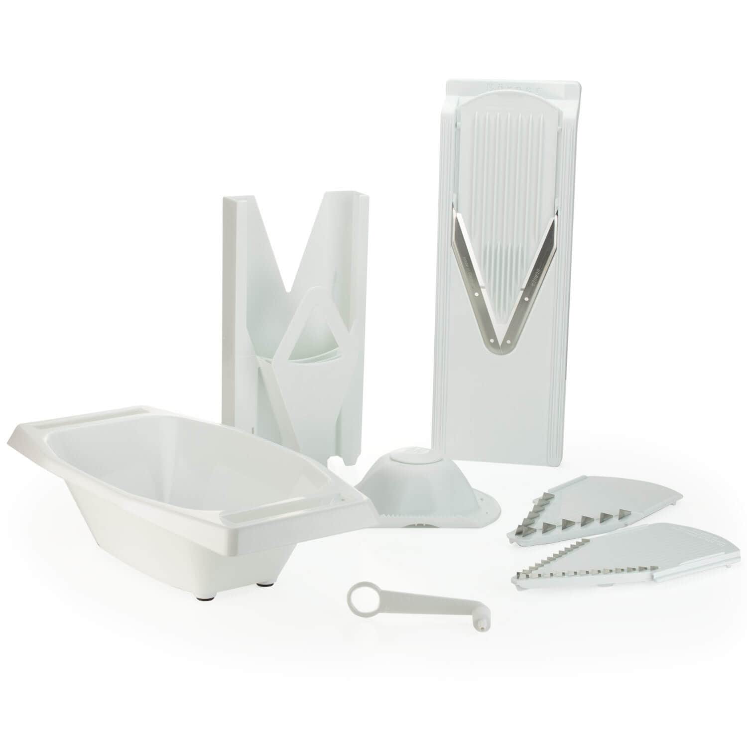 B&ouml;rner Mandoline V3 Spezial | 7-teiliges Set | 5 Schnittst&auml;rken | Als Pommes-Schneider geeignet | BPA-frei und rostfrei | Wei&szlig; - Bild 1