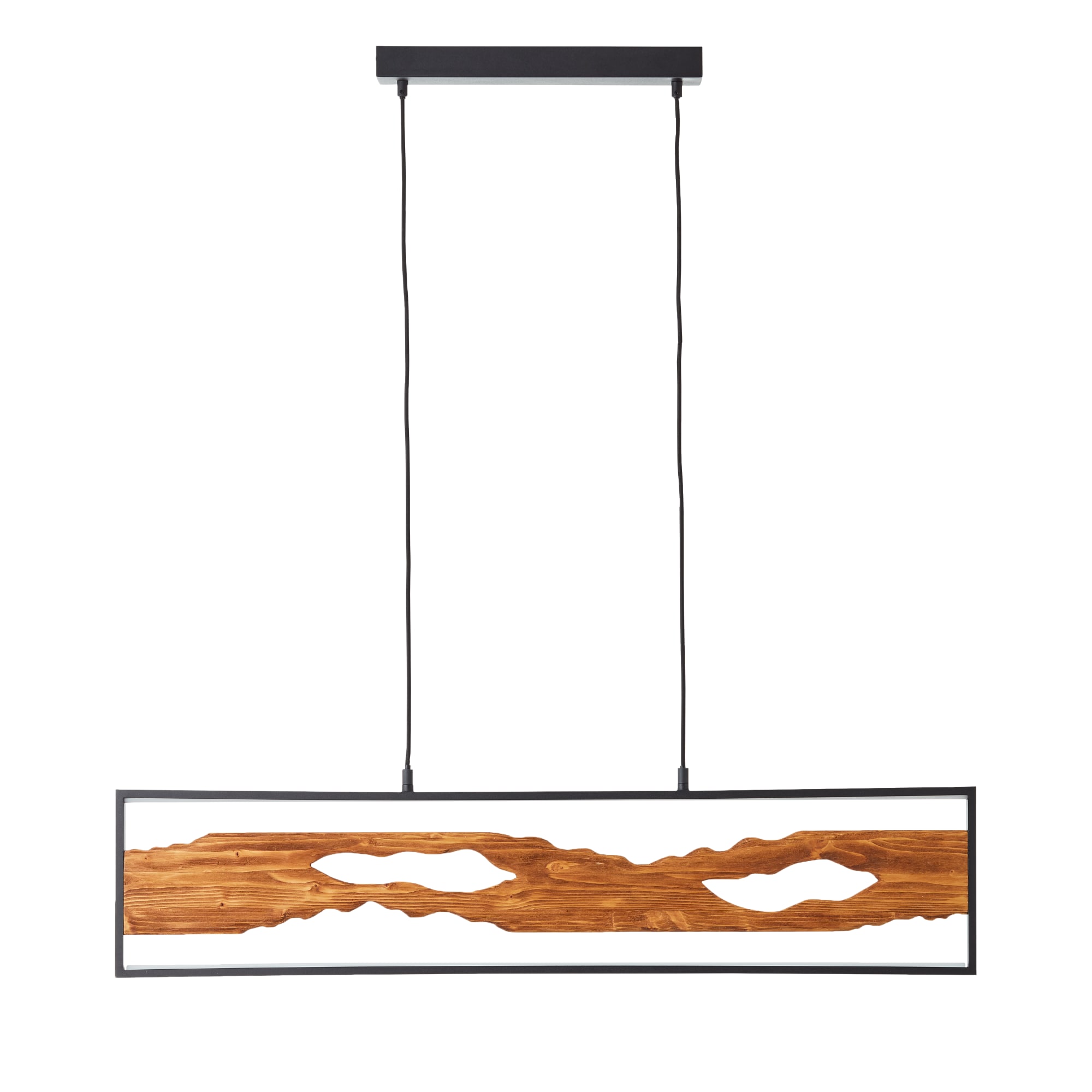 Brilliant LED Pendelleuchte 100cm Schwarz/Holz, Aluminium/Metall/Holz Pendelleuchte LED Holz, Deckenlampe LED Pendelleuchte Holz Pendelleuchte Esstisch, Lampe Holz Wohnzimmerlampe LED Adjustable Lamp - Bild 1