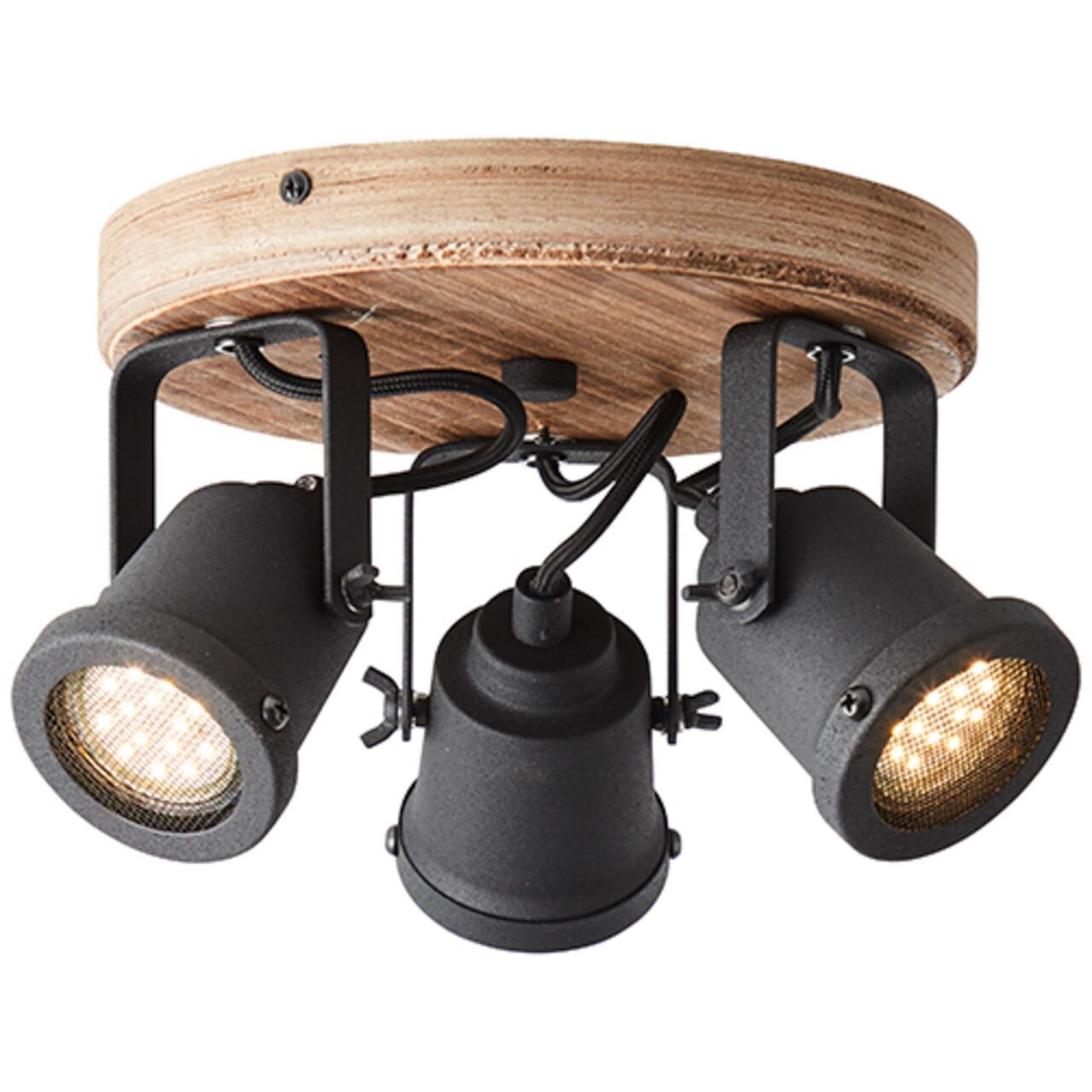 BRILLIANT Inge Spotrondell 3flg. holz dunkel/schwarz Innenleuchten,Strahler,-Rondell   3x PAR51, GU10, 6W, geeignet für Reflektorlampen (nicht enthalten)   A++   Köpfe schwenkbar | 04004353374982