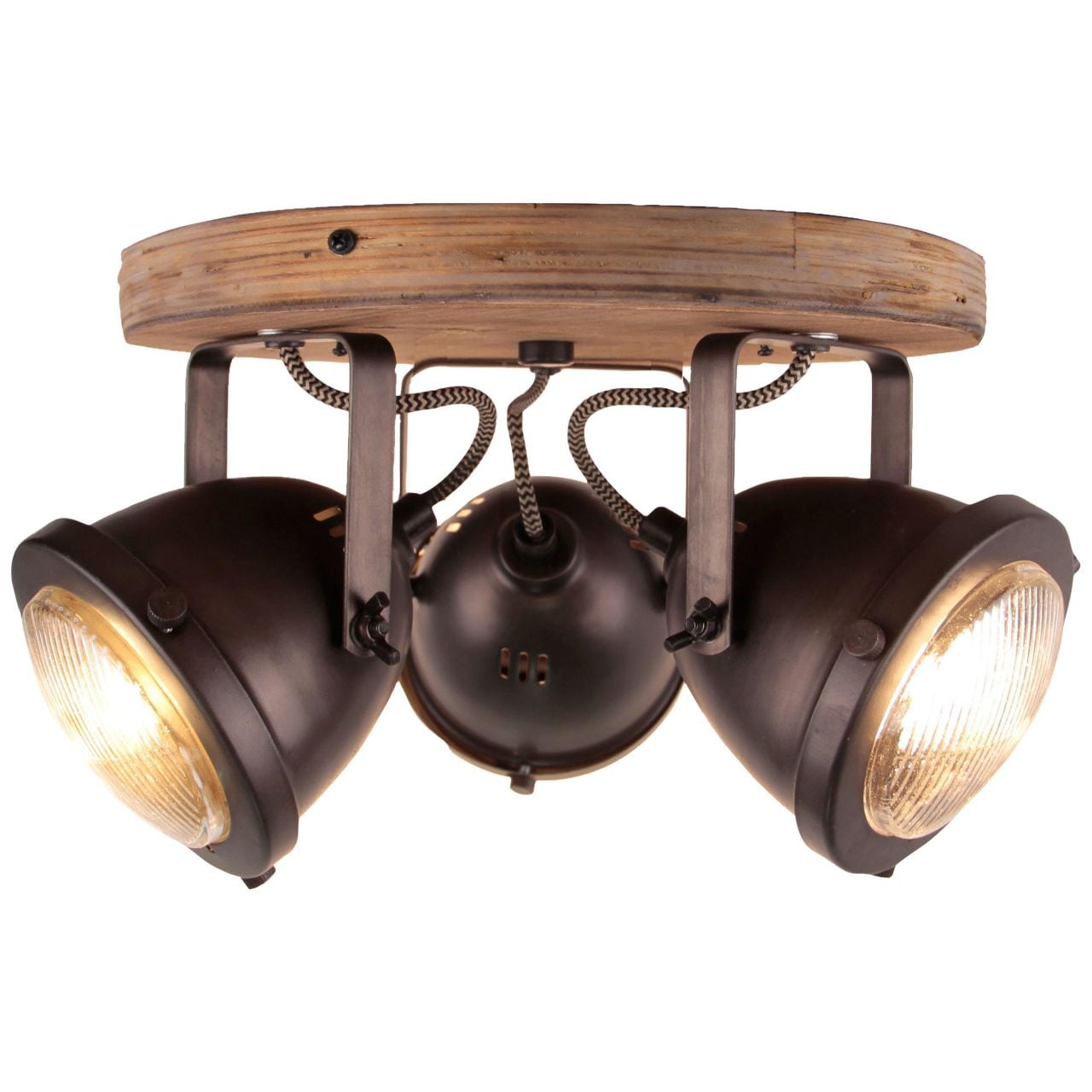 BRILLIANT Carmen Wood Spotrondell 3flg burned steel/holz Innenleuchten,Strahler,-Rondell 3x PAR51, GU10, 5W, geeignet für Reflektorlampen …
