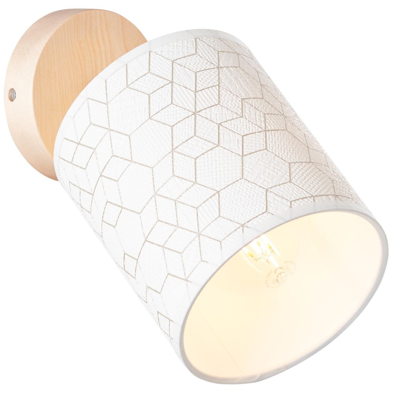BRILLIANT Galance Wandspot holz hell/weiß Innenleuchten,Strahler,-Wand 1x A60, E27, 40W, geeignet für Normallampen (nicht enthalten) Edler Strukturschirm aus echter Vinyl-Tapete
