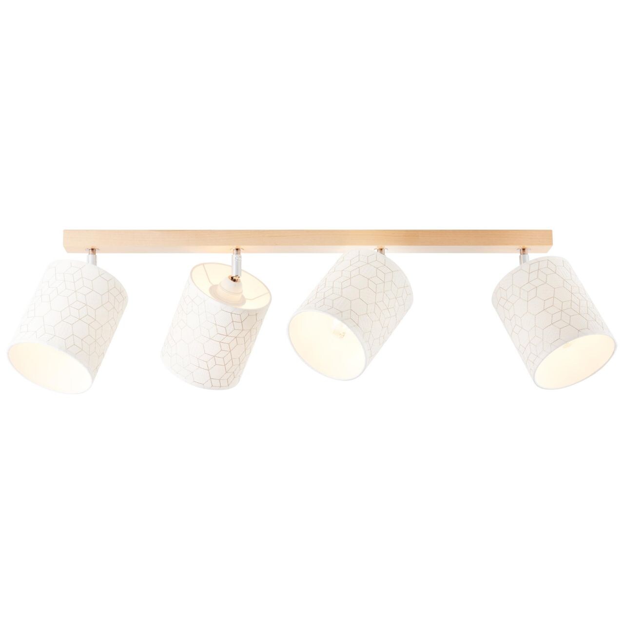 BRILLIANT Galance Spotbalken 4flg holz hell/wei&szlig; Innenleuchten,Strahler,-Balken | 4x A60, E27, 40W, geeignet f&uuml;r Normallampen (nicht enthalten) | Edler Strukturschirm aus echter Vinyl-Tapete - Bild 1