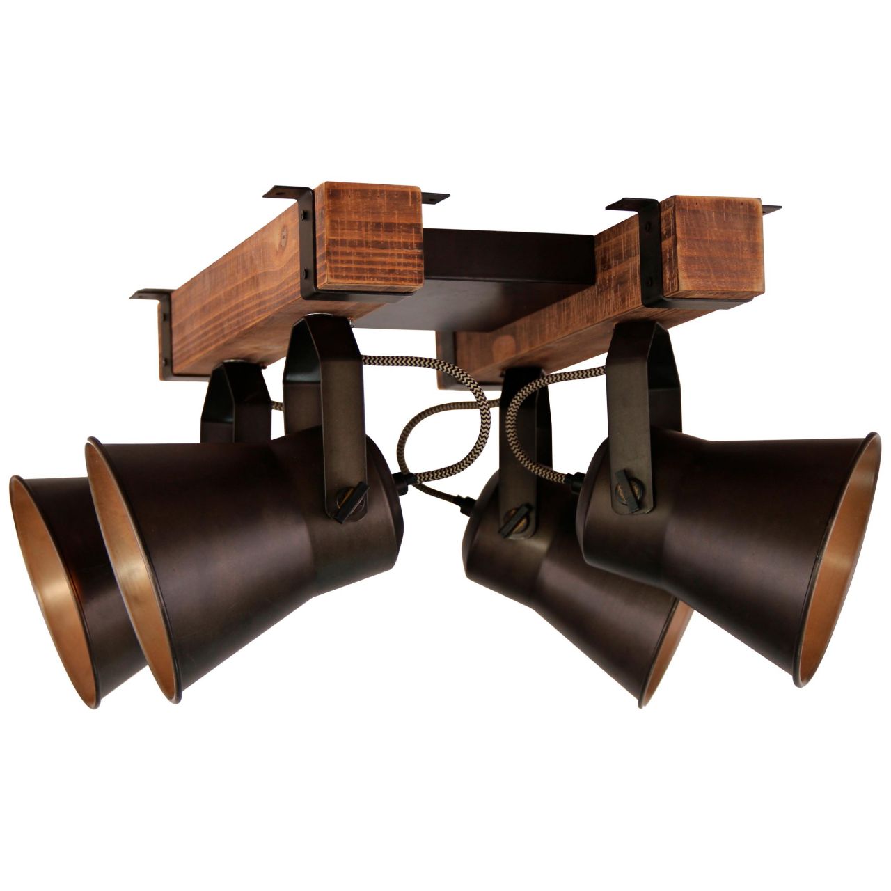 BRILLIANT Decca Spotplatte 4flg schwarz stahl Innenleuchten,Strahler,-Rondell | 4x A60, E27, 10W, geeignet f&uuml;r Normallampen (nicht enthalten) | K&ouml;pfe schwenkbar - Bild 1