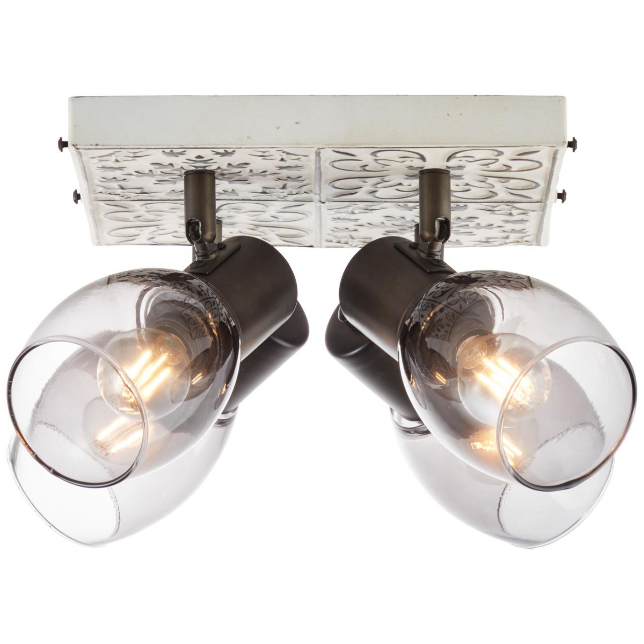 BRILLIANT Tolosa Spotplatte 4flg creme/rauchglas Innenleuchten,Strahler,-Rondell | 4x D45, E14, 6W, geeignet f&uuml;r Tropfenlampen (nicht enthalten) | K&ouml;pfe schwenkbar - Bild 1