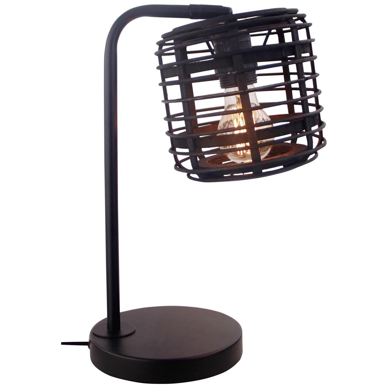 BRILLIANT Crosstown Tischleuchte holz dunkel/schwarz Innenleuchten,Tischleuchten,-dekorativ | 1x A60, E27, 40W, geeignet f&uuml;r Normallampen (nicht enthalten) | Mit Schnurzwischenschalter - Bild 1
