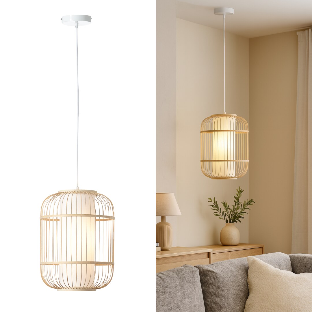 Brilliant Bones Pendelleuchte Ø 30 cm – E27-Fassung, dimmbar, natürliche Materialien, Natur/Weiß, ohne Leuchtmittel – ideal für Esszimmer & Wohnzimmer | 04004353379178