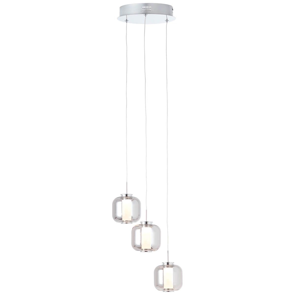 BRILLIANT Rafa LED Pendelleuchte 3flg Rondell chrom/rauchglas Innenleuchten,Pendelleuchten,-Rondell | 3x 5.67W LED integriert, (Lichtstrom: 528lm, Lichtfarbe: 3000K) | In der H&ouml;he einstellbar / Kabel - Bild 1