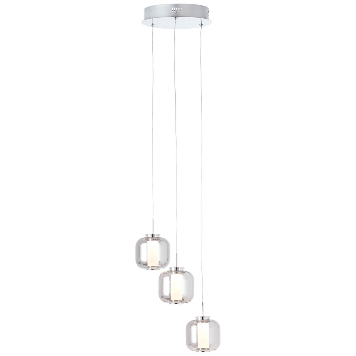 BRILLIANT Rafa LED Pendelleuchte 3flg Rondell chrom/rauchglas Innenleuchten,Pendelleuchten,-Rondell   3x 5.67W LED integriert, (Lichtstrom: 528lm, Lichtfarbe: 3000K)   In der Höhe einstellbar / Kabel | 04004353379666
