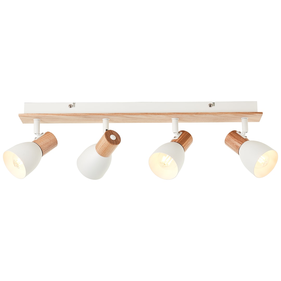 Brilliant Daintree Spotbalken 4-flammig - E14-Fassungen , schwenkbare K&ouml;pfe , FSC&reg;-zertifiziertes Holz & wei&szlig;es Metall , Wand- & Deckenmontage - ideal f&uuml;r Wohnzimmer , Flur , Schlafzimmer & B&uuml;ro - Bild 1