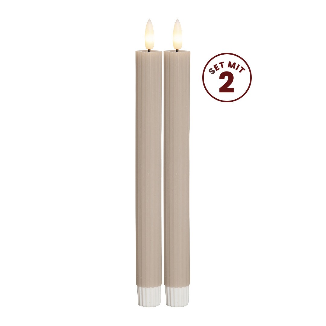 Star LED Kerzen Set (2 St&uuml;ck) - Stabkerzen aus Echtwachs mit flackernder Flamme, warmwei&szlig;em Licht, Timer-Funktion, batteriebetrieben (Batterien Nicht Ink.) - f&uuml;r den Innenbereich - Bild 1