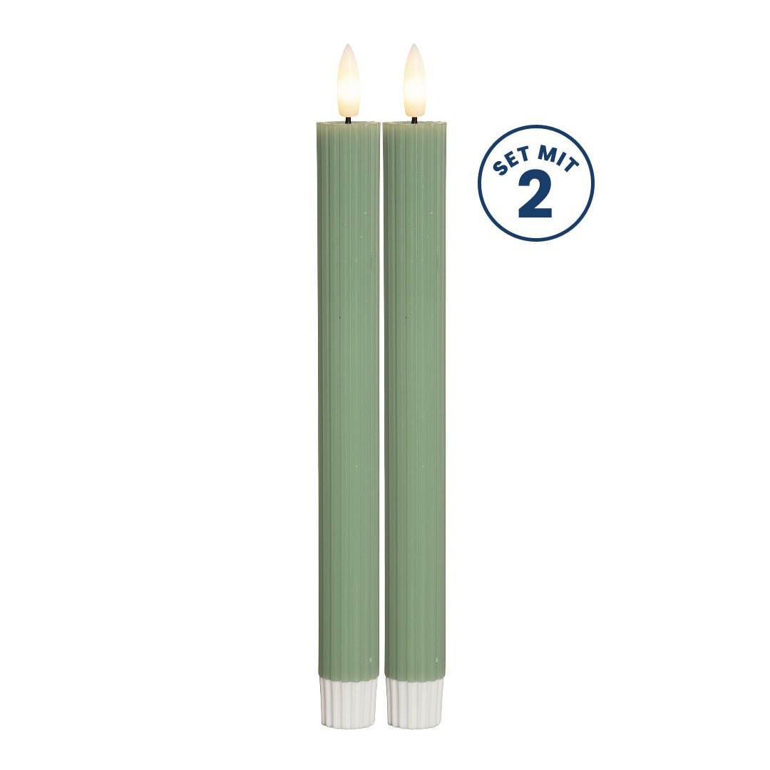 Star LED Kerzen Set (2 St&uuml;ck) - Stabkerzen aus Echtwachs mit flackernder Flamme, warmwei&szlig;em Licht, Timer-Funktion, batteriebetrieben (Batterien Nicht Ink.) - f&uuml;r den Innenbereich - Bild 1