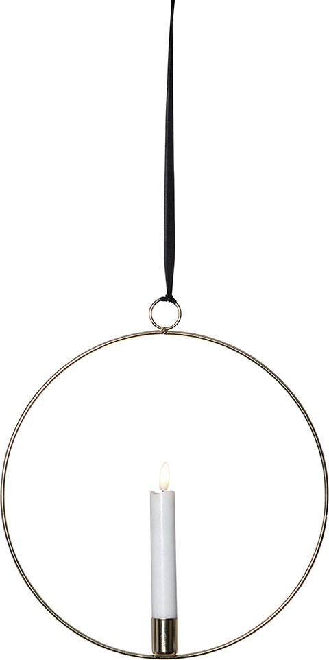 Star Trading LED Kerze im dekorativen Ring in Messingfarbe moderne Innendekoration mit Timerfunktion - Bild 1