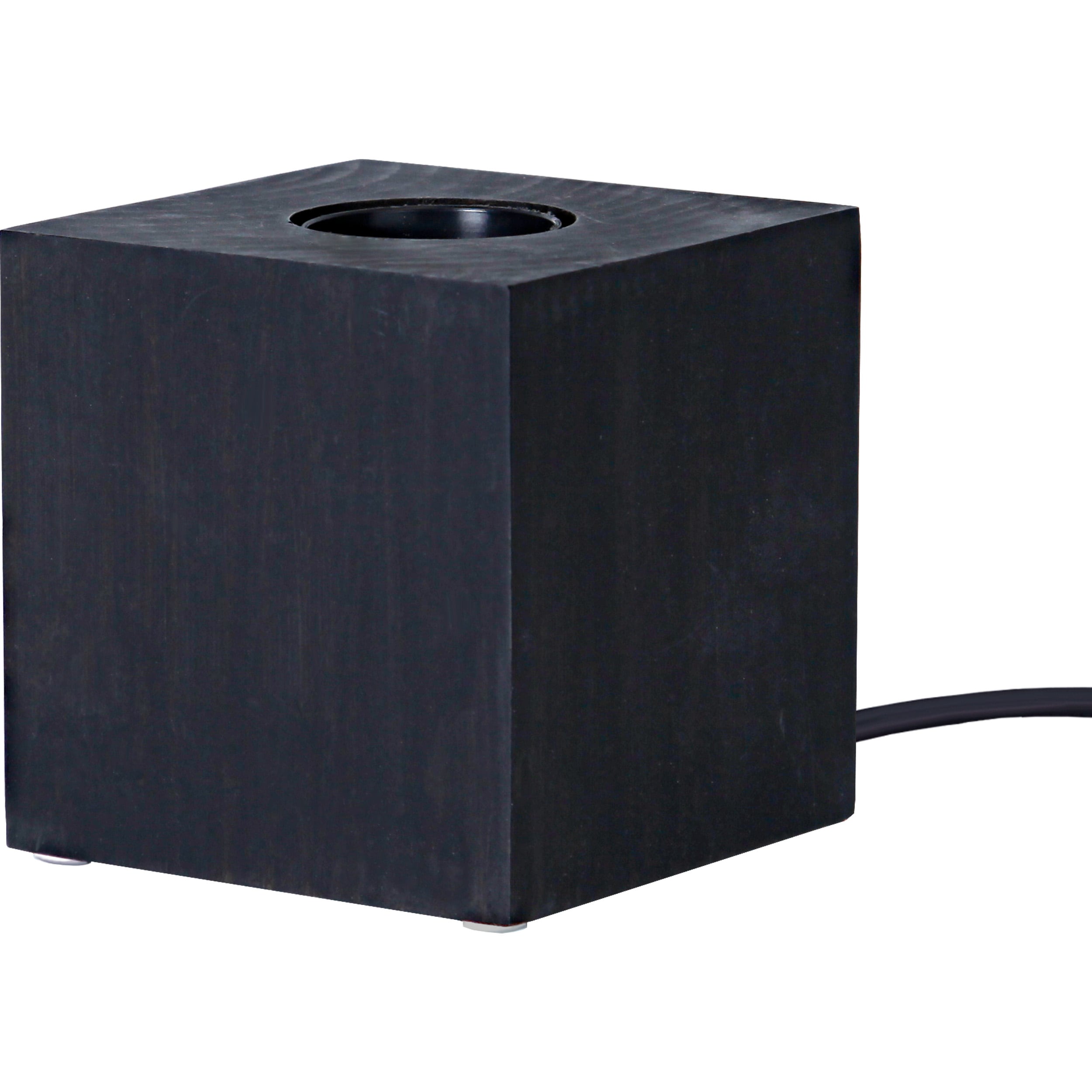 Star Trading Tischlampe Kub Holz in Schwarz, Tischleuchte mit E27 Fassung, Lampe mit Kabelschalter, L x B x H: 9 cm - Bild 1