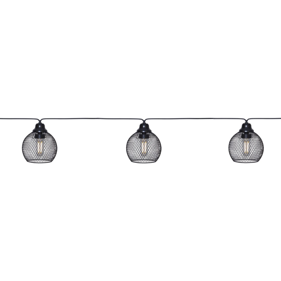 Star - Solar-Lichterkette Sunlight, 8-flammig, Schwarz - LED-Deko-Leuchten aus Metallgeflecht mit warmweißem Filament-Licht, solarbetrieben mit Akku - ideal für Garten & Balkon