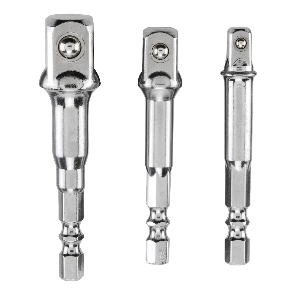 kwb Steckschl&uuml;ssel Adaptersatz 3-teilig 'Sechskant auf Vierkant f&uuml;r Bohrmaschinen, Steckschl&uuml;ssel, Schrauber und Bit-Halter, 1/4, 3/8, 44593 Zoll - Bild 1