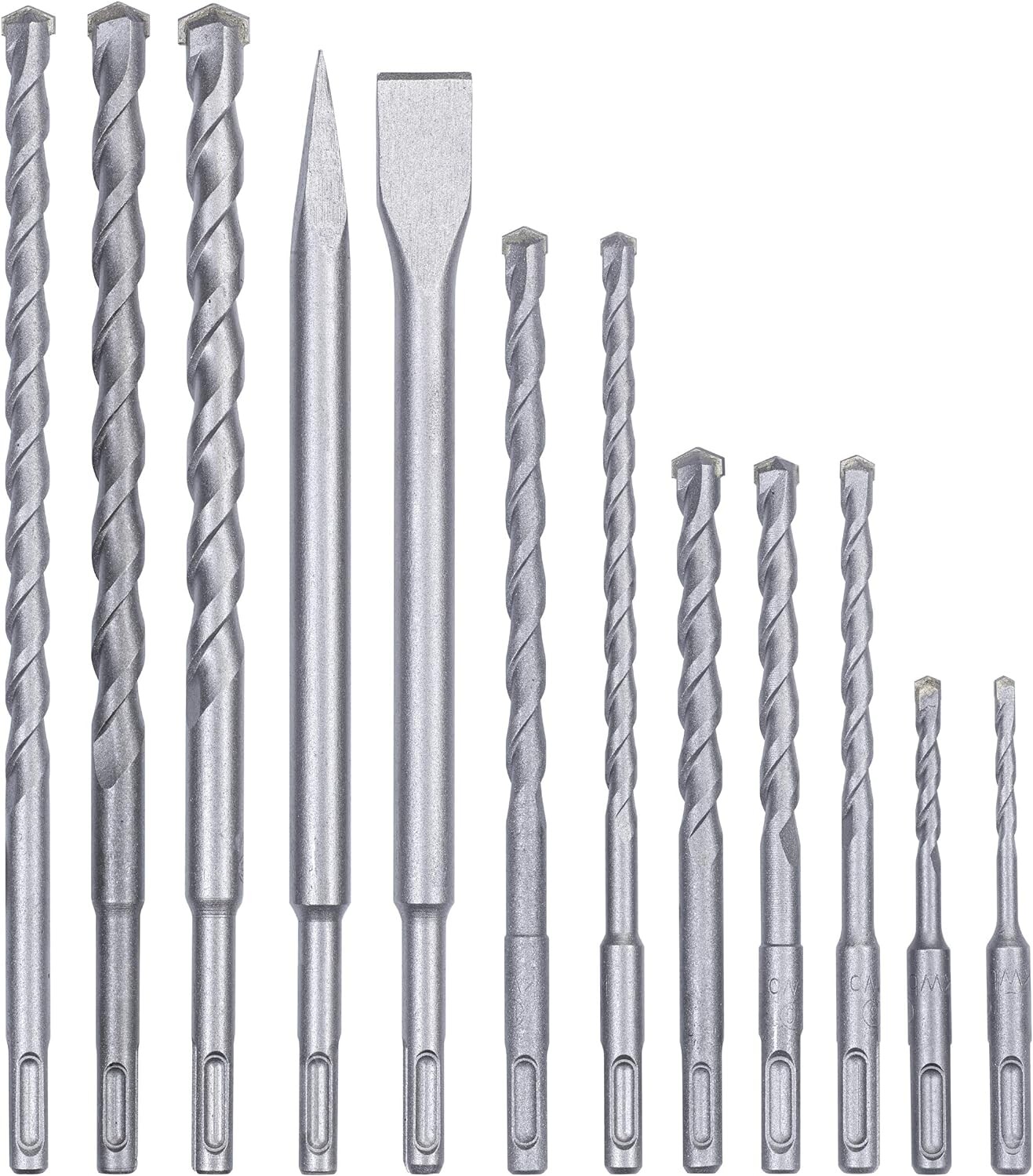 kwb SDS-Plus Hammer Meißel-Set, 12-teiliger Stein-u. Betonbohrer Satz im Kunstoff-Koffer, Bohrer-und Meißelset, groß | 04009312402904