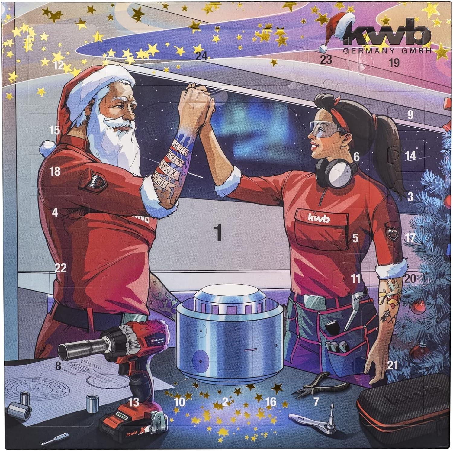 kwb Premium Adventskalender -Weihnachts-Kalender f&uuml;r Mann und Frau, Qualit&auml;ts Werkzeug-Set inkl. hochwertiger Tasche - Bild 1