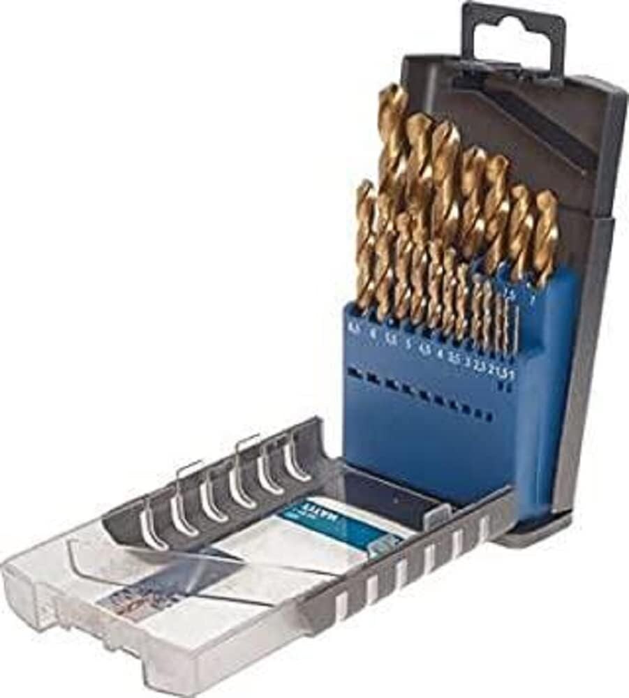 kwb HSS Metallbohrer-Set – Titan Spiralbohrer-Satz in Industrie-Qualität, Werkzeug-Box 19-teilig | 04009314218206